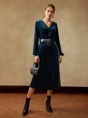 Акція на Плаття вечірнє міді осіннє жіноче SHEIN GD-00120421 S Морської хвилі від Rozetka