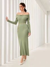 Акція на Плаття в'язане міді осіннє тепле жіноче SHEIN GD-00120793 XL Світло-зелене від Rozetka