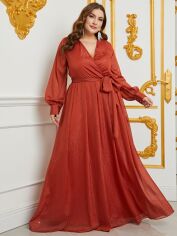 Акція на Плаття вечірнє довге літнє жіноче SHEIN GD-00136918 2XL Теракотове від Rozetka