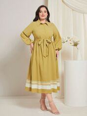 Акція на Плаття-сорочка вечірнє довге літнє жіноче SHEIN GD-00136953 XL Гірчичне від Rozetka