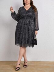 Акція на Плаття вечірнє міді осіннє жіноче SHEIN GD-00137033 XL Чорне від Rozetka