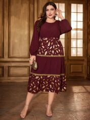 Акція на Плаття міді осіннє жіноче SHEIN GD-00137076 XL Бордове від Rozetka