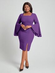 Акція на Плаття вечірнє міді осіннє жіноче SHEIN GD-00137106 XL Фіолетове від Rozetka