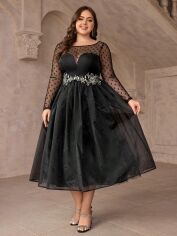 Акція на Плаття вечірнє міді осіннє жіноче SHEIN GD-00137183 XL Чорне від Rozetka
