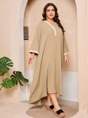 Акція на Плаття вечірнє довге осіннє жіноче SHEIN GD-00137188 XL Світло-бежеве від Rozetka