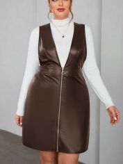 Акція на Сарафан зі штучної шкіри жіночий SHEIN GD-00135724 4XL Коричневий від Rozetka