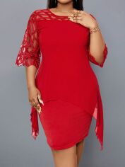 Акція на Плаття вечірнє міді літнє жіноче SHEIN GD-00137299 XL Червоне від Rozetka