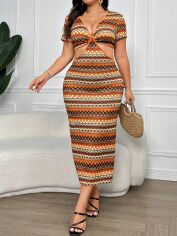 Акція на Плаття в'язане міді літнє тепле жіноче SHEIN GD-00137698 XL Комбіноване від Rozetka
