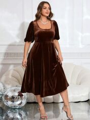 Акція на Плаття вечірнє міді літнє жіноче SHEIN GD-00131801 2XL Коричневе від Rozetka