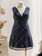 Акція на Плаття коротке літнє жіноче SHEIN GD-00131935 2XL Темно-синє від Rozetka