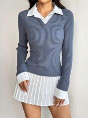 Акція на Плаття в'язане коротке осіннє тепле жіноче SHEIN GD-00132416 S Синє від Rozetka