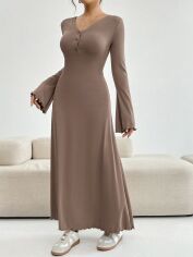 Акція на Плаття довге осіннє жіноче SHEIN GD-00132467 M Сіро-коричневе від Rozetka