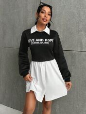 Акція на Плаття коротке осіннє жіноче SHEIN GD-00132965 XS Чорно-біле від Rozetka