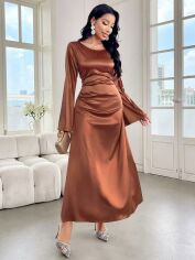 Акція на Плаття вечірнє довге літнє жіноче SHEIN GD-00133022 S Коричневе від Rozetka