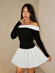 Акція на Плаття коротке літнє жіноче SHEIN GD-00134256 L Чорно-біле від Rozetka
