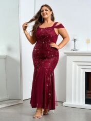Акція на Плаття вечірнє довге літнє жіноче SHEIN GD-00137500 XL Бордове від Rozetka