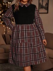 Акція на Плаття міді осіннє жіноче SHEIN GD-00137104 XL Коричневе від Rozetka