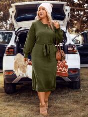 Акція на Плаття в'язане міді осіннє тепле жіноче SHEIN GD-00137125 XL Хакі від Rozetka