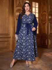 Акція на Плаття вечірнє довге літнє жіноче SHEIN GD-00135668 XL Темно-синє від Rozetka