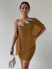 Акція на Плаття вечірнє коротке літнє жіноче SHEIN GD-00134439 S Коричневе від Rozetka
