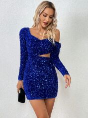 Акція на Плаття вечірнє коротке літнє жіноче SHEIN GD-00132521 XL Синє від Rozetka