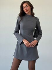 Акція на Плаття коротке осіннє жіноче SHEIN GD-00133291 L Темно-сіре від Rozetka
