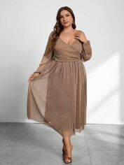 Акція на Плаття вечірнє міді літнє жіноче SHEIN GD-00133383 XL Коричневе від Rozetka