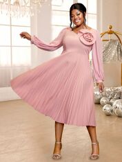 Акція на Плаття вечірнє міді літнє жіноче SHEIN GD-00133782 XL Рожеве від Rozetka