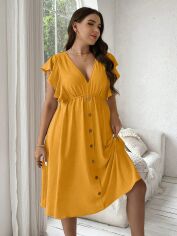 Акція на Плаття міді літнє жіноче SHEIN GD-00134744 3XL Охра від Rozetka