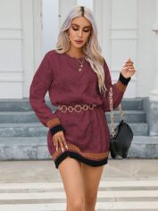 Акція на Плаття в'язане коротке зимове тепле жіноче SHEIN GD-00134831 L Бордове від Rozetka