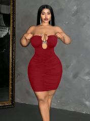 Акція на Плаття вечірнє коротке літнє жіноче SHEIN GD-00134890 XL Темно-червоне від Rozetka