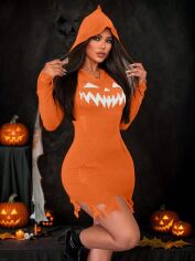 Акція на Плаття в'язане коротке осіннє тепле жіноче SHEIN GD-00135085 XL Помаранчеве від Rozetka