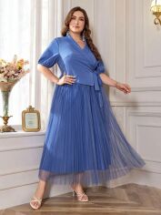 Акція на Плаття на запах вечірнє довге літнє жіноче SHEIN GD-00137511 XL Синє від Rozetka