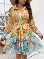 Акція на Плаття-сорочка коротке літнє жіноче SHEIN GD-00137605 XL Комбіноване від Rozetka