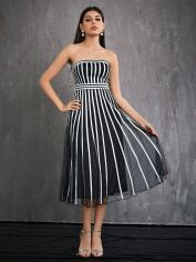 Акція на Плаття вечірнє міді літнє жіноче SHEIN GD-00132245 L Чорно-біле від Rozetka
