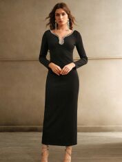 Акція на Плаття вечірнє міді літнє жіноче SHEIN GD-00132676 L Чорне від Rozetka
