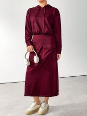 Акція на Плаття міді осіннє жіноче SHEIN GD-00132944 S Бордове від Rozetka