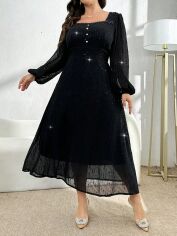Акція на Плаття вечірнє міді літнє жіноче SHEIN GD-00133165 XL Чорне від Rozetka