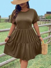 Акція на Плаття міді літнє жіноче SHEIN GD-00133384 XL Коричневе від Rozetka