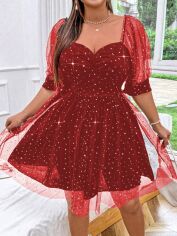 Акція на Плаття вечірнє міді літнє жіноче SHEIN GD-00133583 2XL Червоне від Rozetka