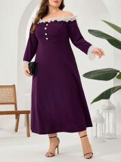 Акція на Плаття вечірнє міді осіннє жіноче SHEIN GD-00135739 XL Темно-пурпурне від Rozetka