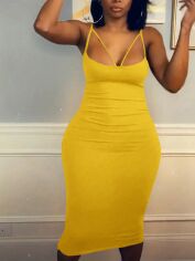 Акція на Плаття вечірнє міді літнє жіноче SHEIN GD-00137322 XL Жовте від Rozetka