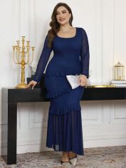 Акція на Плаття вечірнє довге літнє жіноче SHEIN GD-00134938 3XL Темно-синє від Rozetka