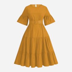 Акція на Плаття міді літнє жіноче SHEIN GD-00135892 XL Охра від Rozetka