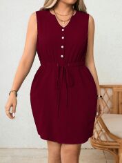 Акція на Плаття коротке літнє жіноче SHEIN GD-00137478 XL Бордове від Rozetka