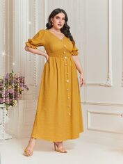 Акція на Плаття довге літнє жіноче SHEIN GD-00136913 XL Охра від Rozetka