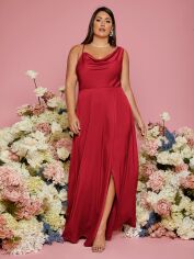 Акція на Плаття вечірнє довге літнє жіноче SHEIN GD-00135535 XL Бордове від Rozetka