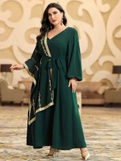 Акція на Плаття вечірнє довге осіннє жіноче SHEIN GD-00137056 2XL Темно-зелене від Rozetka