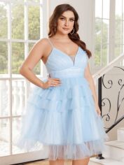Акція на Плаття вечірнє міді літнє жіноче SHEIN GD-00137074 XL Блакитне від Rozetka