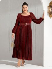 Акція на Плаття вечірнє довге осіннє жіноче SHEIN GD-00137094 XL Бордове від Rozetka